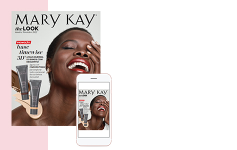 Catálogo The look Mary Kay, com uma mulher sorindo na capa